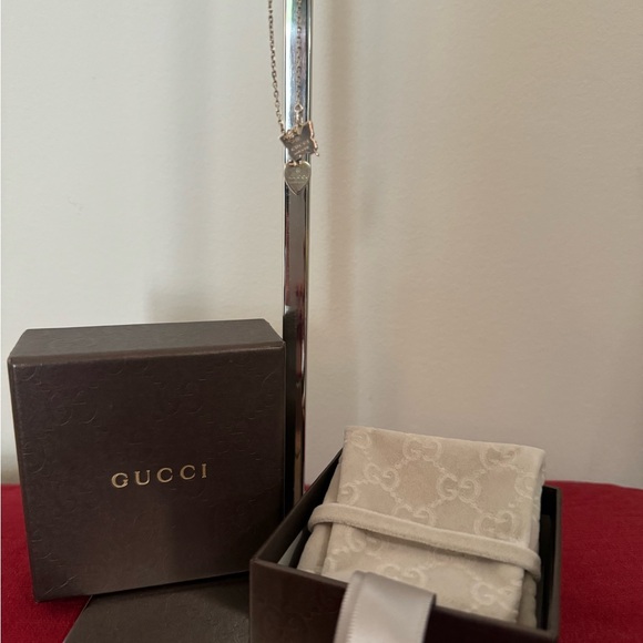 GUCCI Sterling Silver "Trademark" Heart and Butterfly Necklace, 18" chain . - Picture 14 of 15